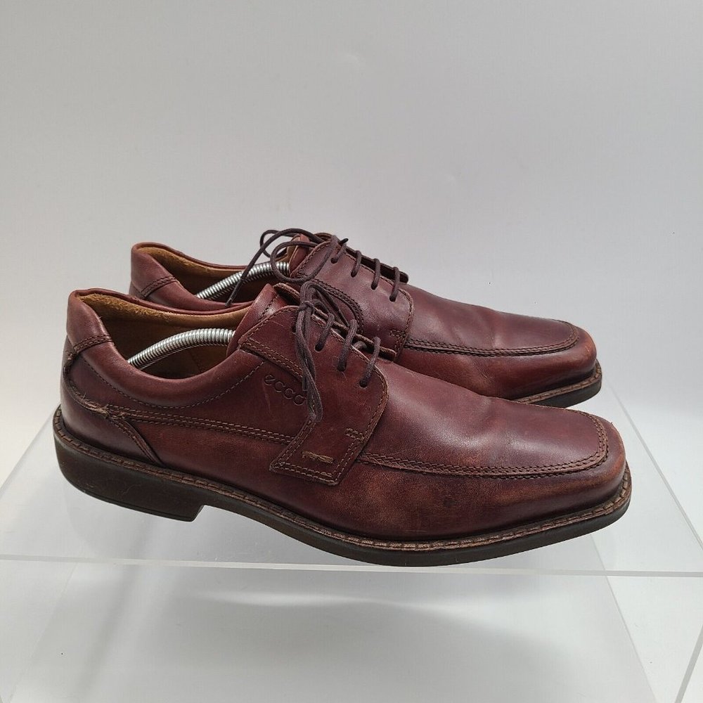 Ecco Men's Size 47 (13-13.5) Brown Leather Lace-Up‎ Casual Oxford Dress Shoes